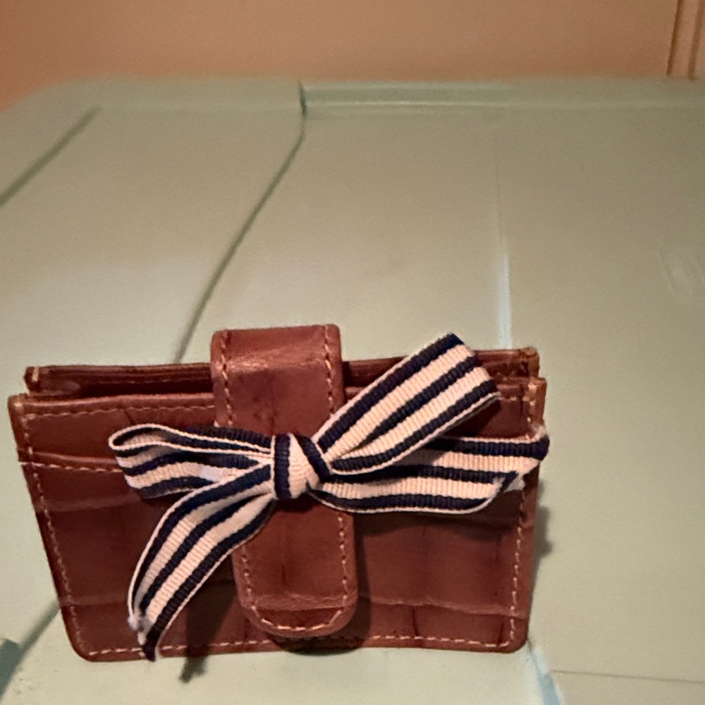 Dooney & Bourke Brown Croc-Embossed Leather Card Wallet